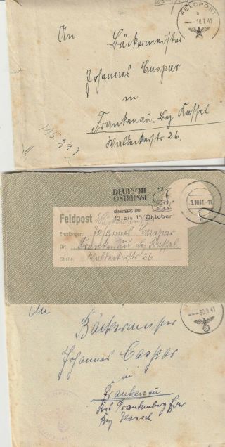 Translated Ww2 German Feldpost 3 Letters (g)