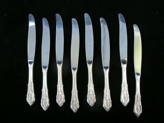 WALLACE Sterling Silver Stainless ROSE POINT 8pc Dinner Knife Set 9 