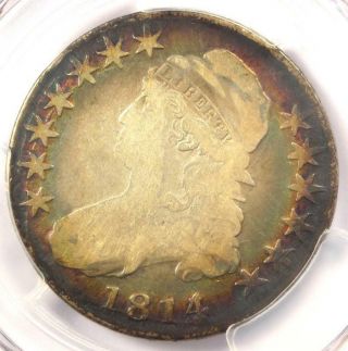 1814/3 Capped Bust Half Dollar 50c Rainbow - Pcgs Vg10 - Rare Overdate Coin
