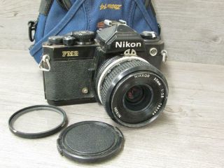 Vintage Nikon Fm2 Black Film Camera W Nikkor 35mm 2.  8 Ai Case