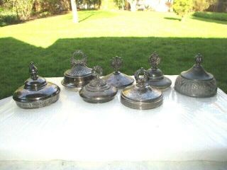 7 Victorian Silver Plate Pickle Castor Jar Lids Only Need Polishing & Some Love