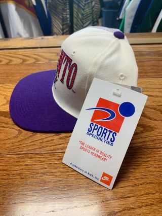 Vintage 90s Toronto Raptors Sports Specialties Laser Script NBA Snapback Hat Cap 4