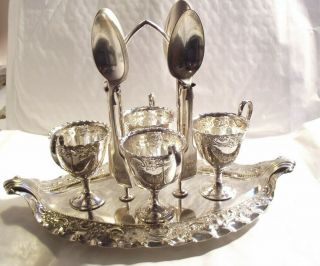 Antique Silver Plated Egg Cup Stand