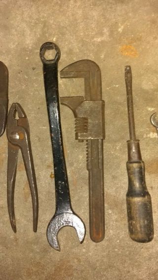 Vintage Antique Ford Model A T Tool kit Jack,  Screwdriver,  Wrenches 4