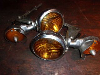 Vintage Flh Harley Davidson Front Lights And Brackets