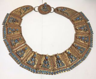 Vtg Old Goddess Statement Massive Necklace Coral Turquoise Silver Tibetan