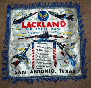 Wwii Vintage Rare Large Silk Banner Usaaf Lackland Field San Antonio Texas