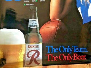 Vintage 1988 Rainier Beer Seattle Seahawks Nfl Schedule Poster Sexy Lady 12 Fan