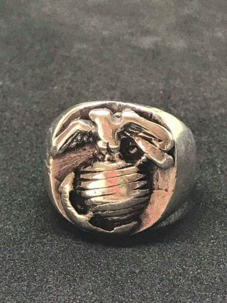 Vintage Wwi Era Usmc United States Marines Sterling Silver Ring Size 7.  5  Early