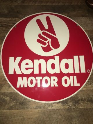 Vintage Kendall Motor Oil Sign Metal Double Sided 24” Curb Gas Can Pump