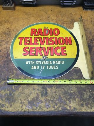 Vintage Sylvania Radio Television Service Radio And Tv Tubes Flange Sign