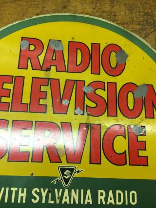 VINTAGE SYLVANIA Radio Television Service Radio And Tv Tubes Flange Sign 6