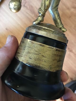 Vintage 1937 Duckpin Bowling Trophy Internal Revenue W.  B.  C 2