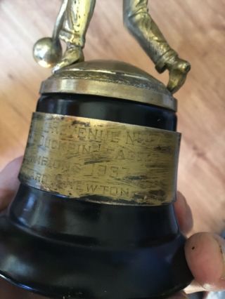 Vintage 1937 Duckpin Bowling Trophy Internal Revenue W.  B.  C 3