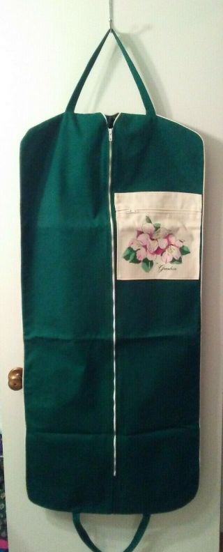 The Greenbrier Vintage Garment Travel Suit Bag Hanging Cotton Canvas Green