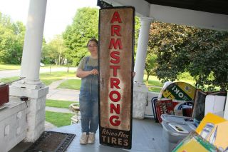 Large Vintage 1950 ' s Armstrong Tires Gas Station 72 