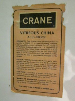 Vintage Crane Wall Hung Urinals NOS 7 - 187 Retro Plumbing Fixtures White 6