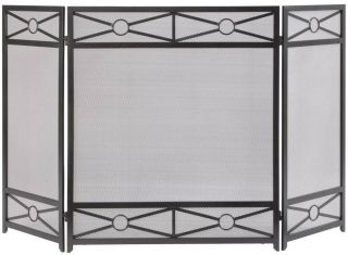 Pleasant Hearth Sheffield Tri - Panel Fireplace Screen Vintage Iron Gray Rustic