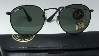 Vintage Ray Ban B&l Sunglasses Black Chrome Metal Round W1574 Aviators B & L