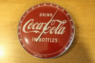 Rare 1950s Vintage Round 12 Inch Coca Cola Coke Thermometer 495a