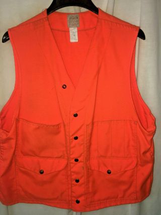 Vintage Filson Made In Usa Style 40 Blaze Orange Upland Hunting Vest Size 46