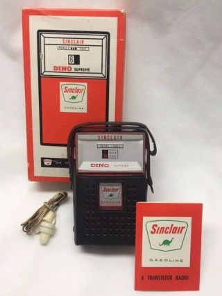 Vintage Sinclair Dino Supreme Gas 6 Transistor Radio In Carry Case W/box