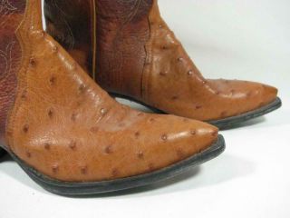Vintage Tony Lama Ostrich Cowboy Boot Women size 8 Tan 3