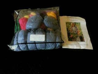 Ehrman Susan Duckworth Pansies Sweater Knitting Kit Vtg 1989 Rare As Found Read