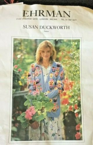 Ehrman Susan Duckworth Pansies Sweater Knitting Kit VTG 1989 Rare AS FOUND READ 2