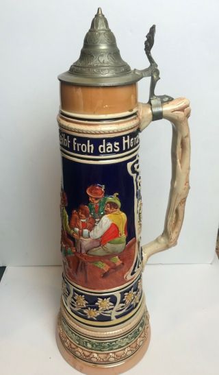 Large Vintage Gerz Beer Stein Made In Germany Bei Tanz Und Scherz Bleibt Froh