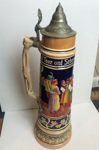 Large Vintage Gerz Beer Stein Made in Germany Bei Tanz und Scherz bleibt froh 4