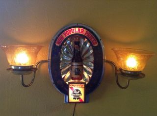 Vintage Pabst Blue Ribbon Pbr Beer Light Lamp Wall Double Sconce Sign