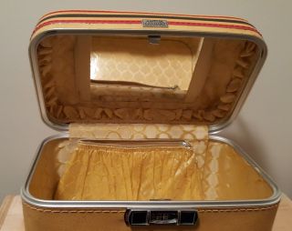 Rare Vintage Amelia Earhart Luggage Mirror Makeup Hard Case Carry On Lined Retro 2
