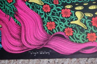 VIRGIN WATERS Hippie Girl Explorer Psychedelic Blacklight Poster 1971 Saladin 4