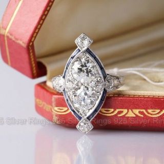 Antique 2 Ct Vvs1 Diamond 14k White Gold Over Filigree Art Deco Engagement Ring