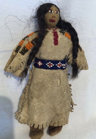 7” Vintage Native American Beaded Indian Squaw