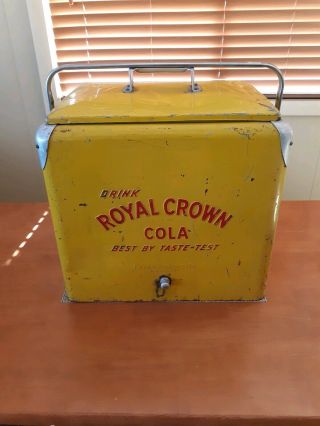 Vintage 1950s Rc Royal Crown Cola Soda Pop Picinic Cooler Embossed Metal