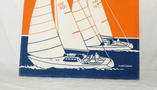 Vintage Marushka Fabric Screen Print Textile Art Sailing Color Block 17 x 21 EUC 2