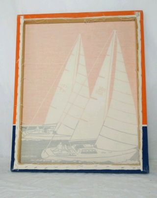Vintage Marushka Fabric Screen Print Textile Art Sailing Color Block 17 x 21 EUC 5