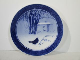 Royal Copenhagen Christmas Jul Plate Vtg 1919 Birds Snow Garden Denmark Signed