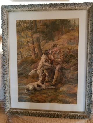 Edmund Henry Osthaus Print " After The Hunt " I880 Or Earlier