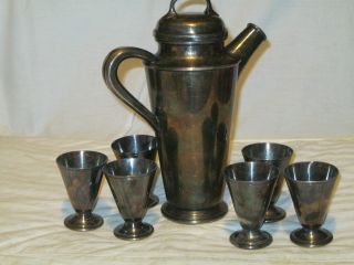 Rare 1929 Reed & Barton Set Lidded Pitcher With 6 Footed Goblets Unpolished Gems
