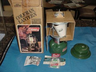 Coleman 220k Lantern,  Dated 2 - 80,  Papers & Tripod For Hanging
