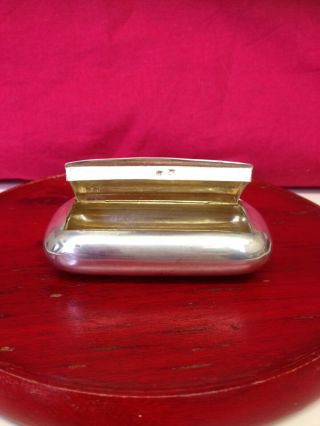 Antique Silver Hallmarked Snuff Box,  Pill Or Trinket Box.  Engraved Design Lid.