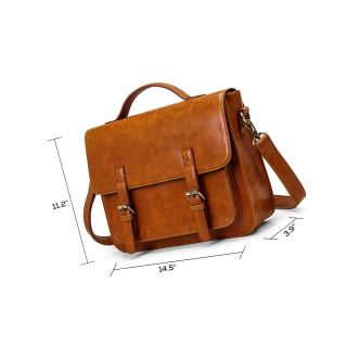 ECOSUSI 14 Inch Messenger Bag Vintage PU Leather Briefcase Computer Laptop Bag 7