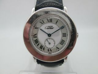 Vintage Cartier Ronde 92.  5 Silver Quartz Mens Watch