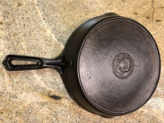 Vintage HTF Wapak Cast Iron Skillet Indian Head Logo 3