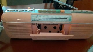 RARE Vintage Sharp QT - 50 (P) Pink Stereo AM/FM Cassette Player Radio w/Strap 6