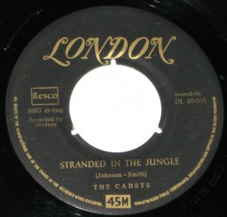 The Cadets 7 " 45 Hear Doo Wop Stranded In The Jungle London Rare German Press