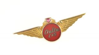 10k Retro Enamel Delta C & S Airlines Lapel Pin/brooch Yellow Gold 39